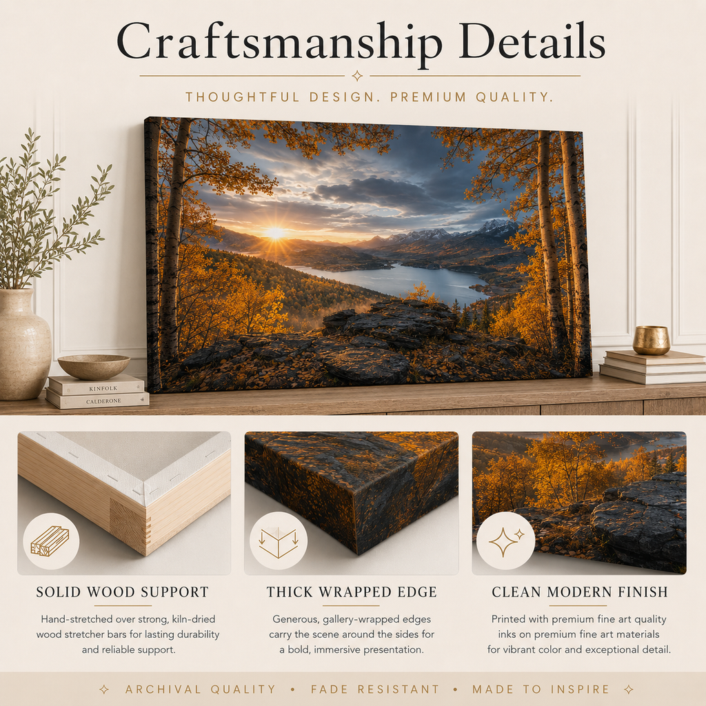 Fall Aspen Expanse Canvas Print, Colorado Mountain Sunrise Wall Art