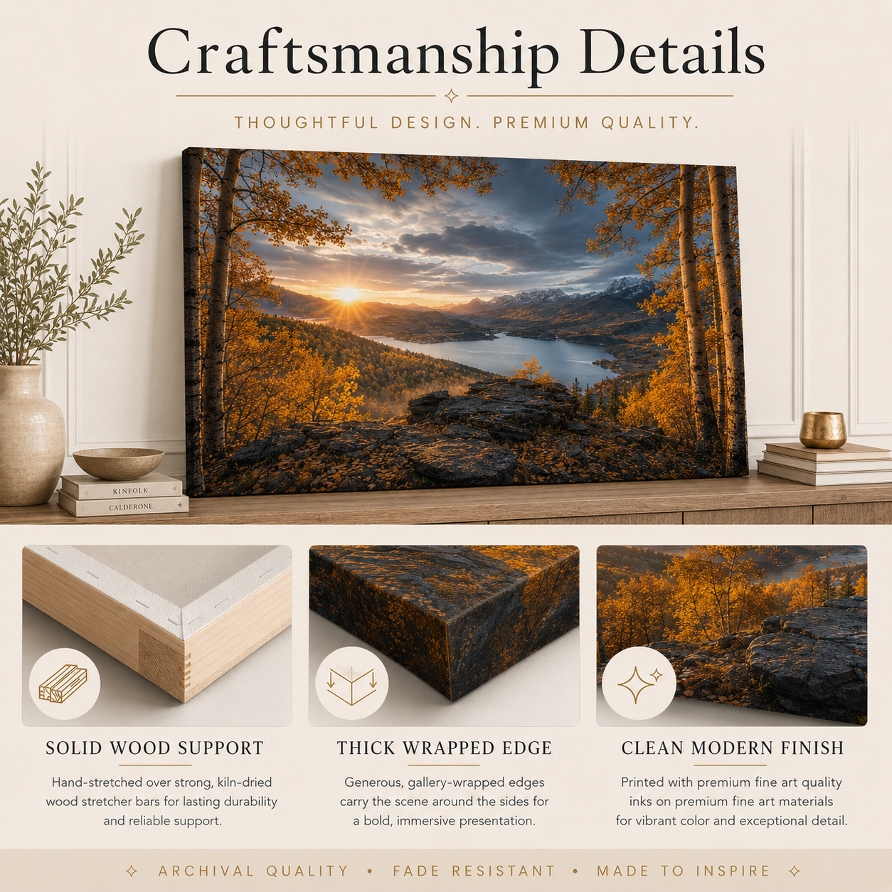 Fall Aspen Expanse Canvas Print, Colorado Mountain Sunrise Wall Art