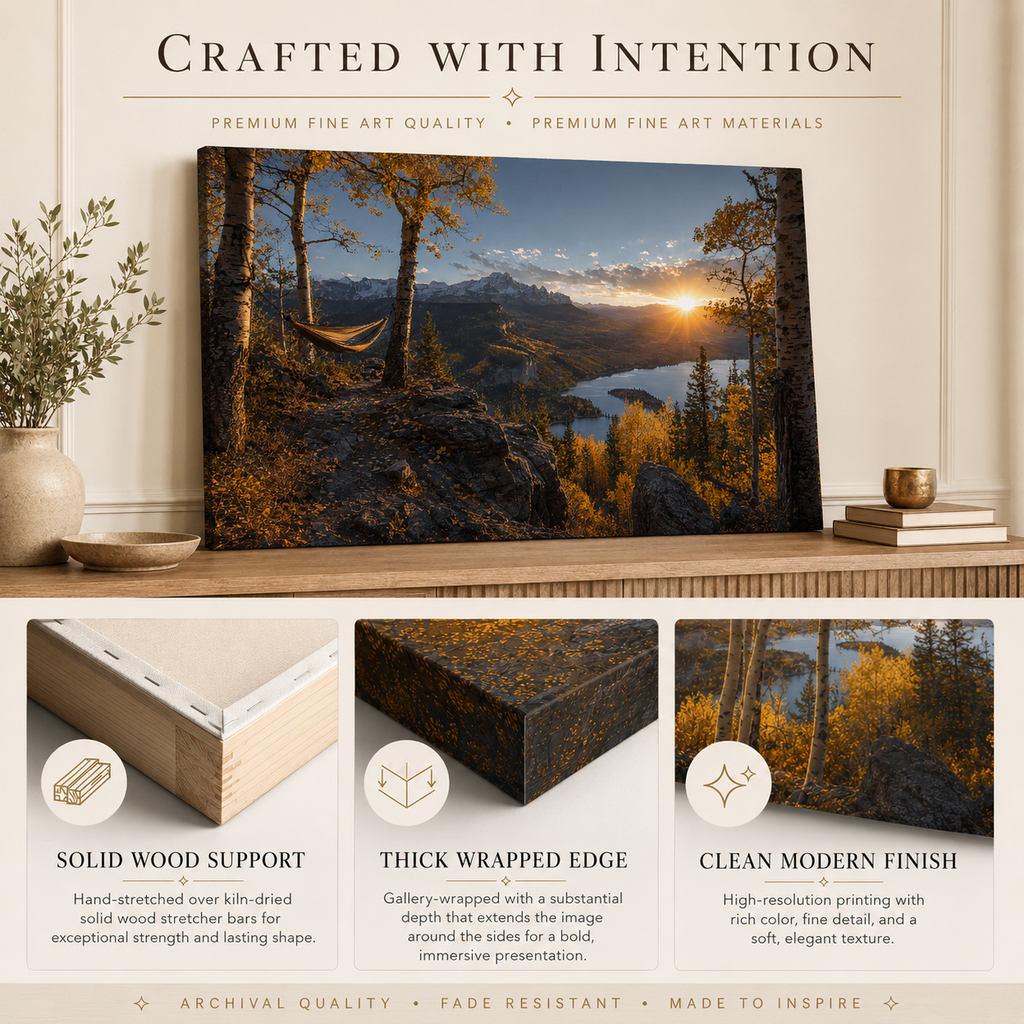Fall Aspen Hammock Lake Canvas Print, Colorado Mountain Wall Art