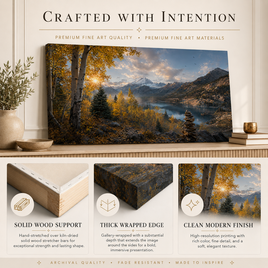 Fall Aspen Lake Overlook Canvas Print, Colorado Mountain Wall Art