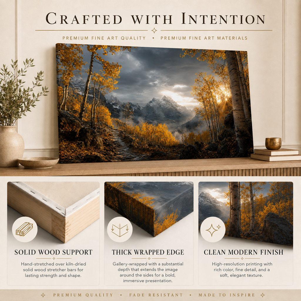 Fall Aspen Storm Trail Canvas Print, Colorado Mountain Wall Art