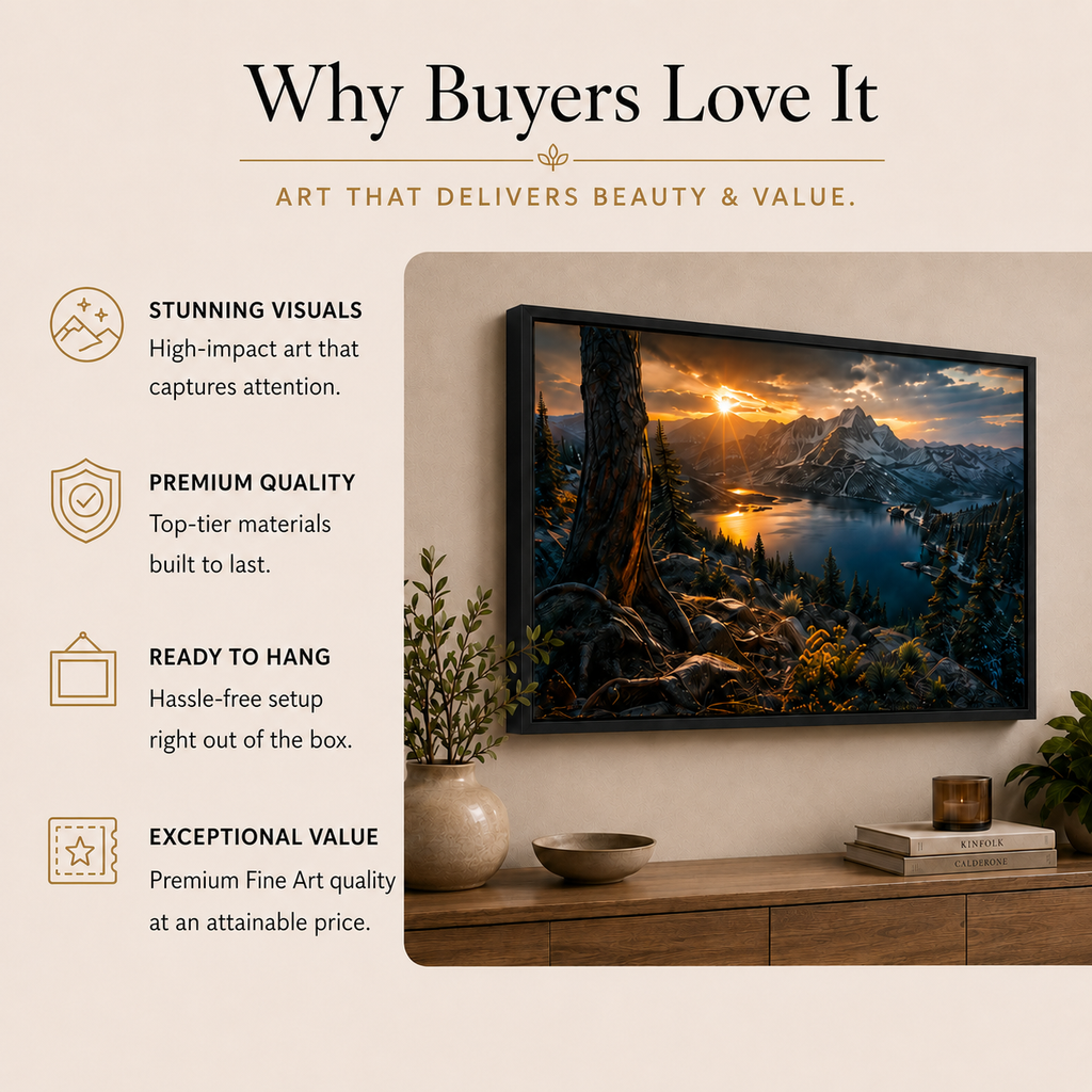 Colorado Mountain Wall Art Floating Frame Canvas Print