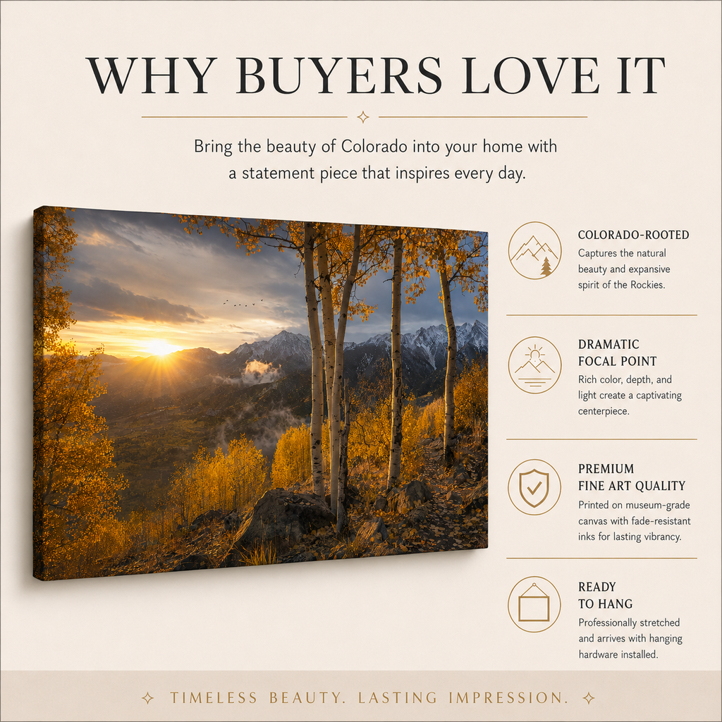 Fall Aspen Valley Expanse Canvas Print, Colorado Mountain Wall Art