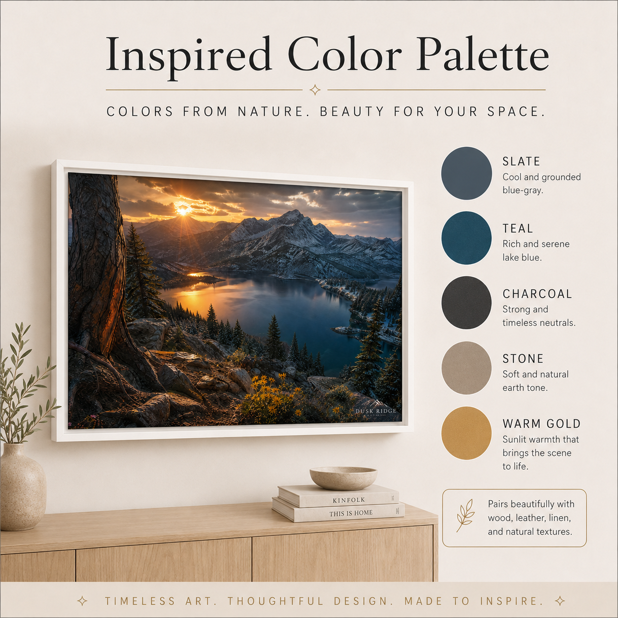 Colorado Mountain Wall Art Floating Frame Canvas Print