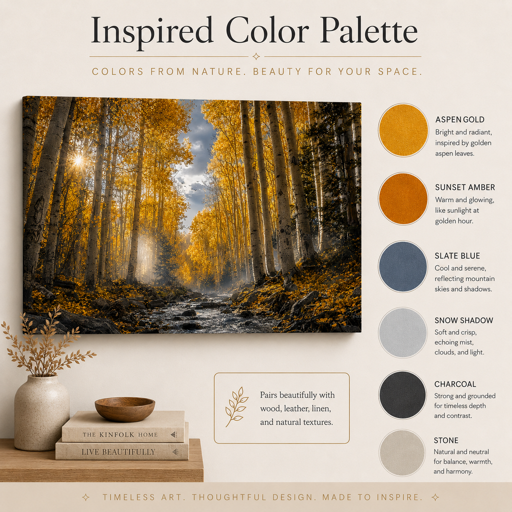 Fall Aspen Creek Canvas Print, Colorado Mountain Forest Wall Art