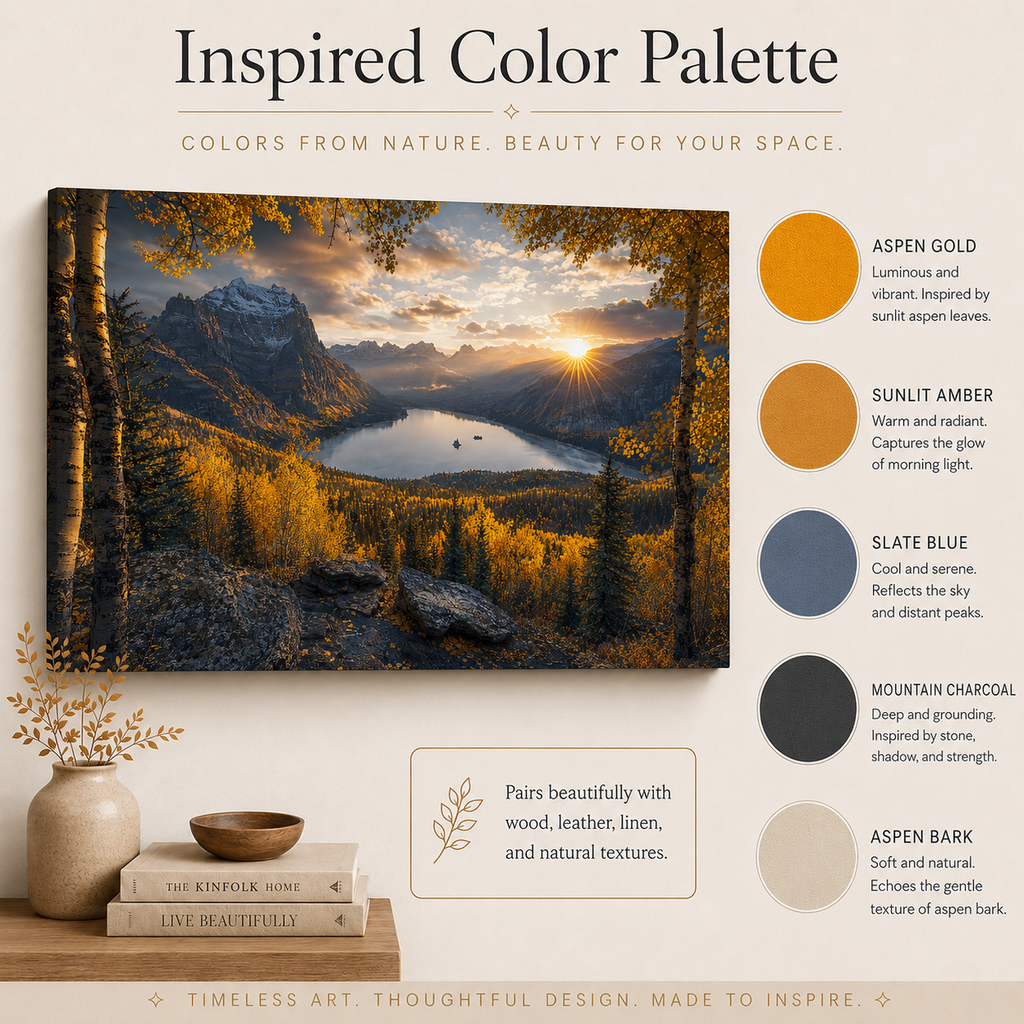 Fall Aspen Peak Expanse Canvas Print, Colorado Mountain Lake Wall Art