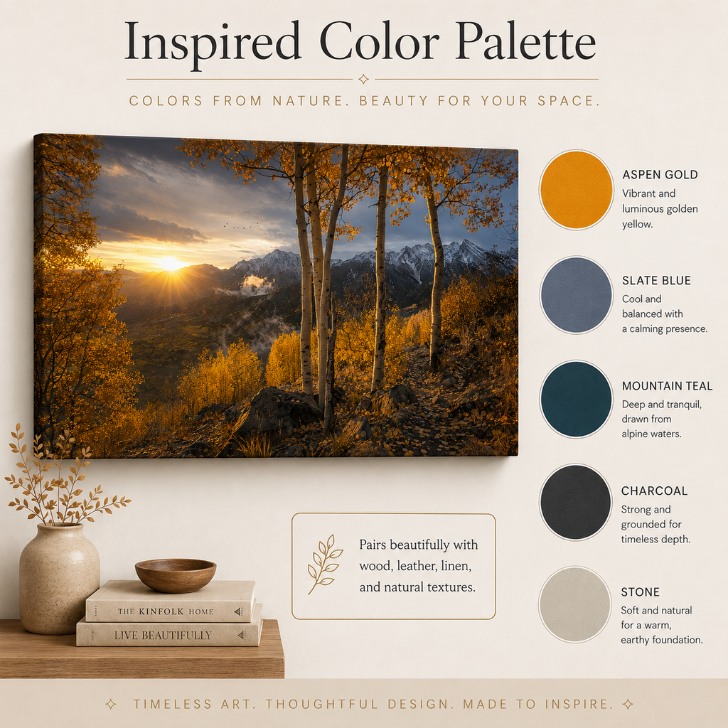 Fall Aspen Valley Expanse Canvas Print, Colorado Mountain Wall Art