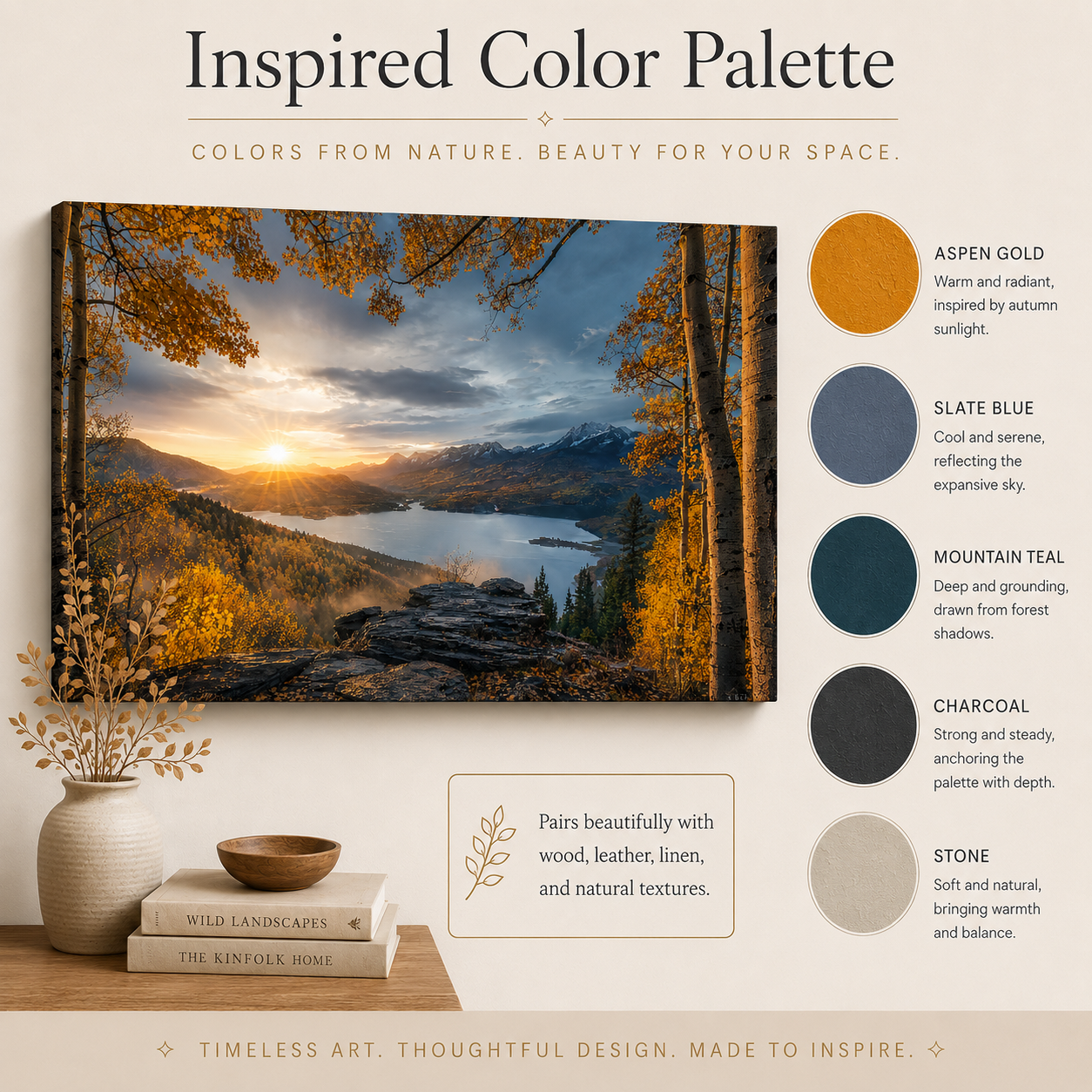 Fall Aspen Expanse Canvas Print, Colorado Mountain Sunrise Wall Art
