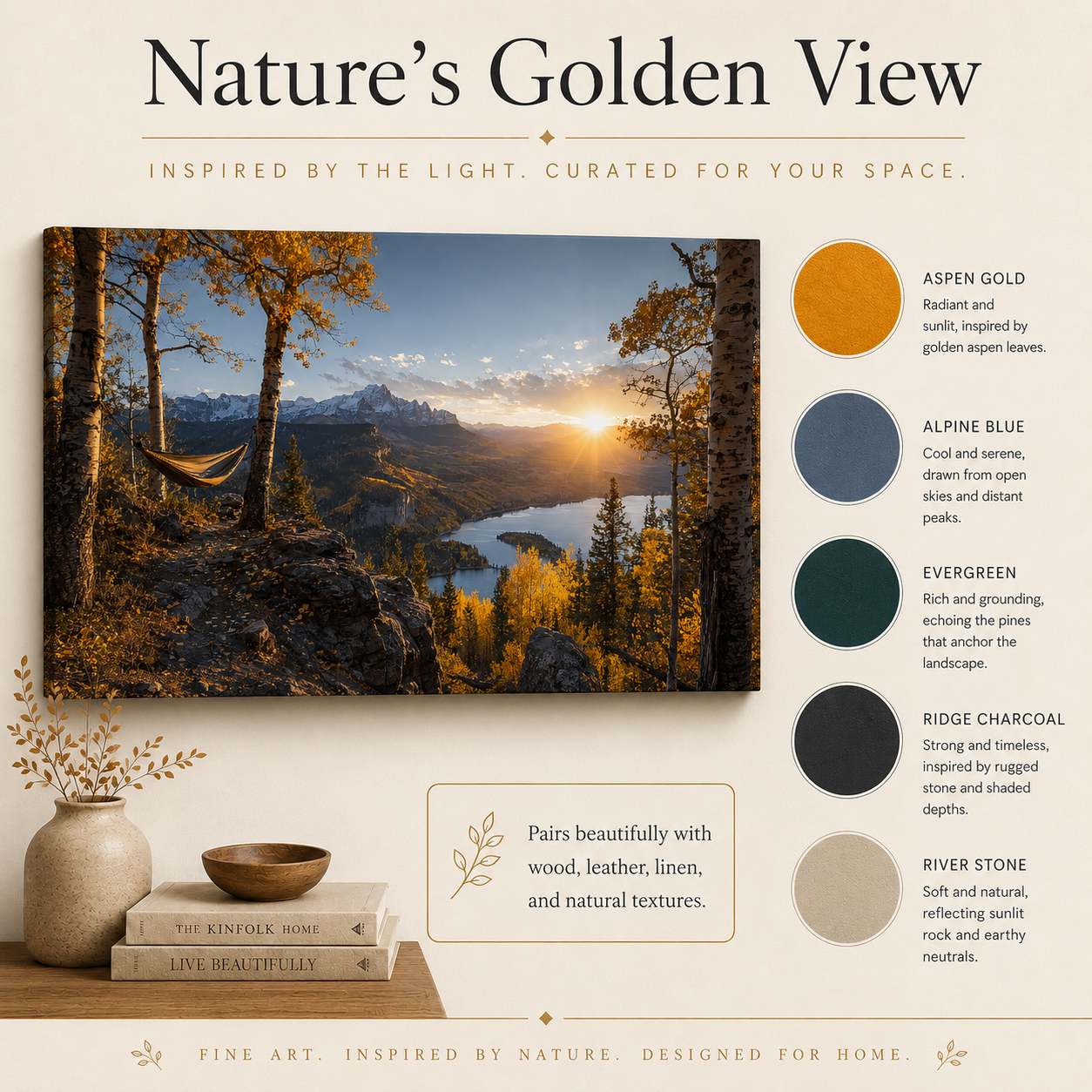Fall Aspen Hammock Lake Canvas Print, Colorado Mountain Wall Art