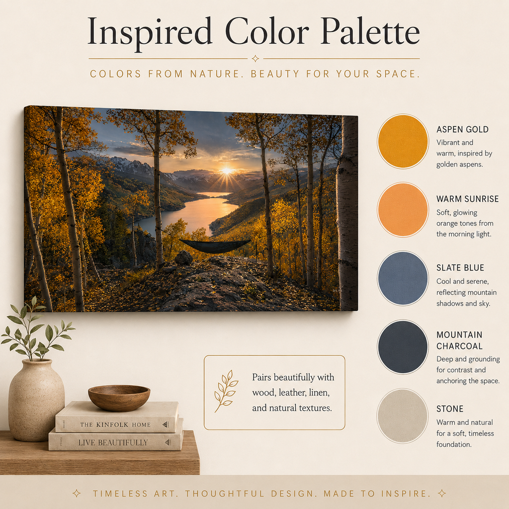 Fall Aspen Hammock Canvas Print, Colorado Mountain Sunset Wall Art