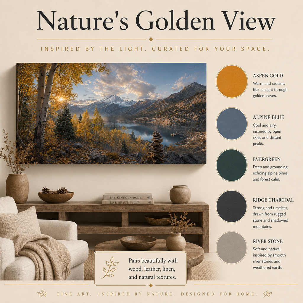 Fall Aspen Lake Overlook Canvas Print, Colorado Mountain Wall Art