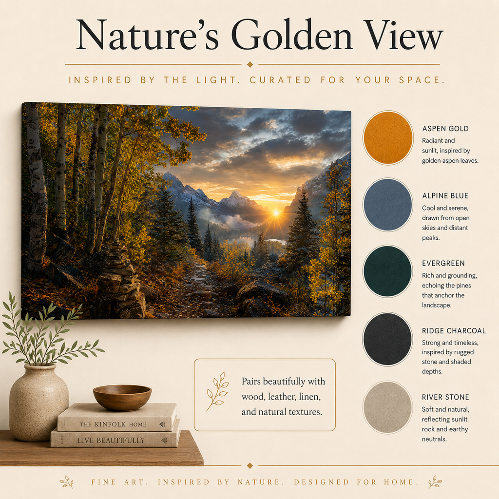 Fall Aspen Sunrise Trail Canvas Print, Colorado Mountain Wall Art