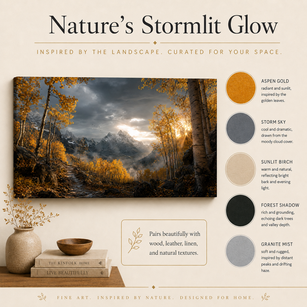 Fall Aspen Storm Trail Canvas Print, Colorado Mountain Wall Art