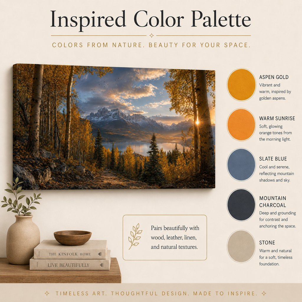 Fall Aspen Trail Canvas Print, Colorado Mountain Lake Autumn Wall Art