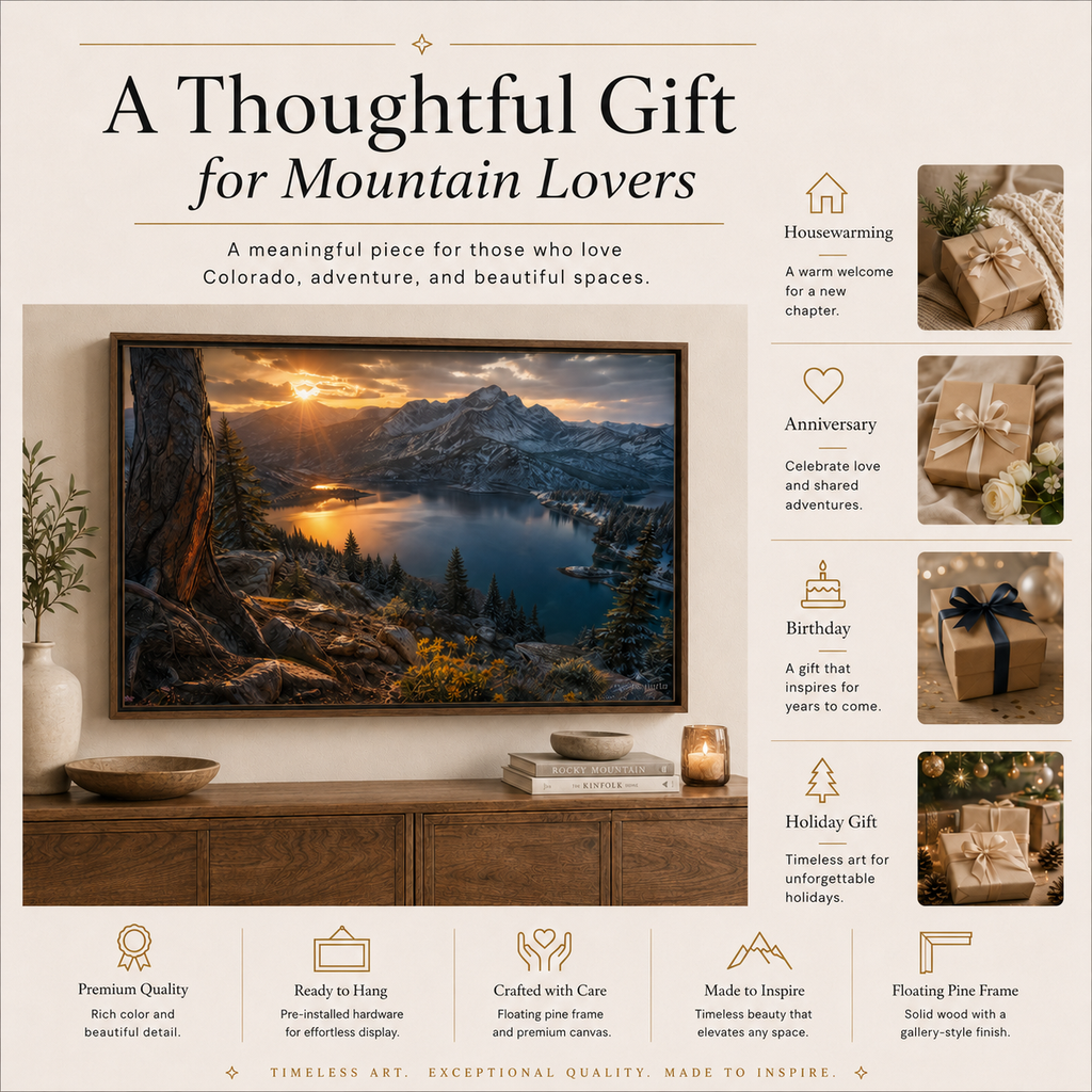 Colorado Mountain Wall Art Floating Frame Canvas Print