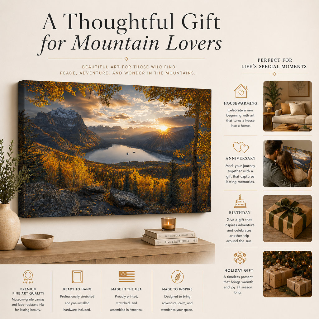 Fall Aspen Peak Expanse Canvas Print, Colorado Mountain Lake Wall Art
