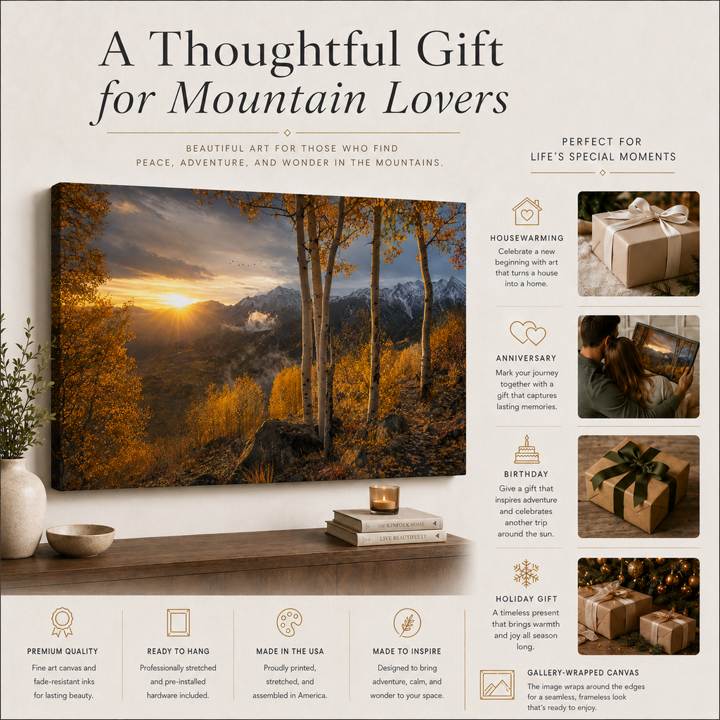 Fall Aspen Valley Expanse Canvas Print, Colorado Mountain Wall Art