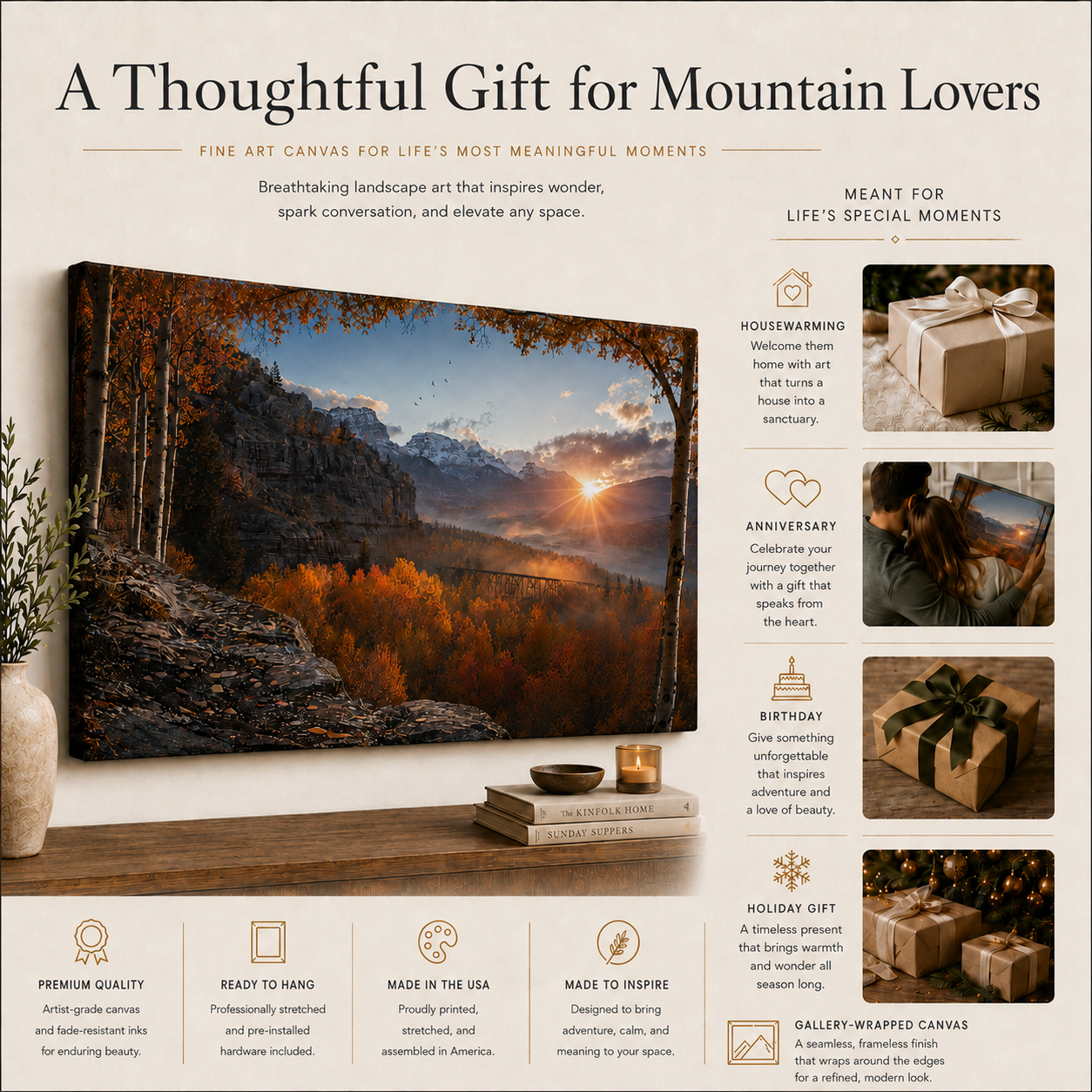 Fall Aspen Crimson Expanse Canvas Print, Colorado Mountain Wall Art