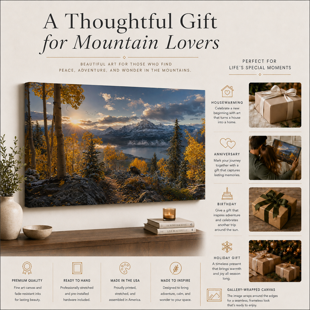 Fall Aspen Expanse Canvas Print, Colorado Mountain Sunrise Wall Art