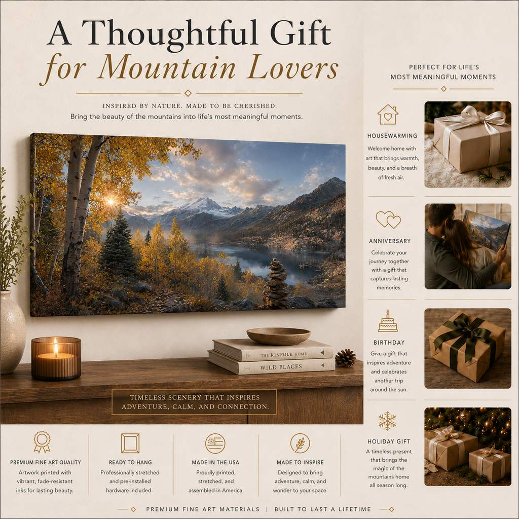 Fall Aspen Lake Overlook Canvas Print, Colorado Mountain Wall Art
