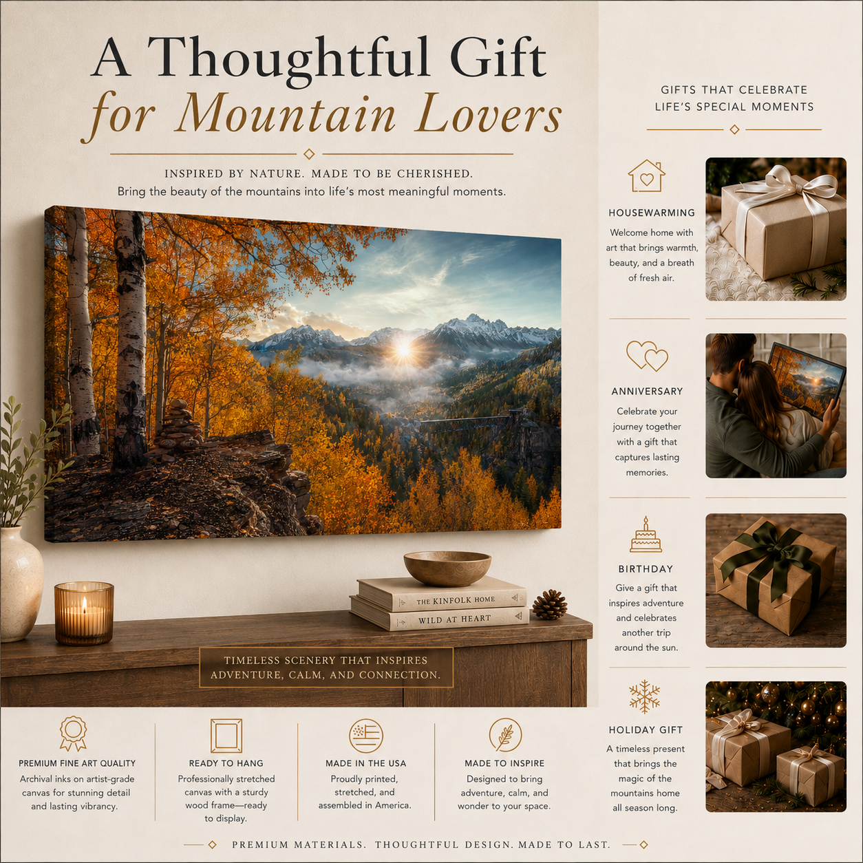 Fall Aspen Overlook Canvas Print, Colorado Mountain Valley Wall Art