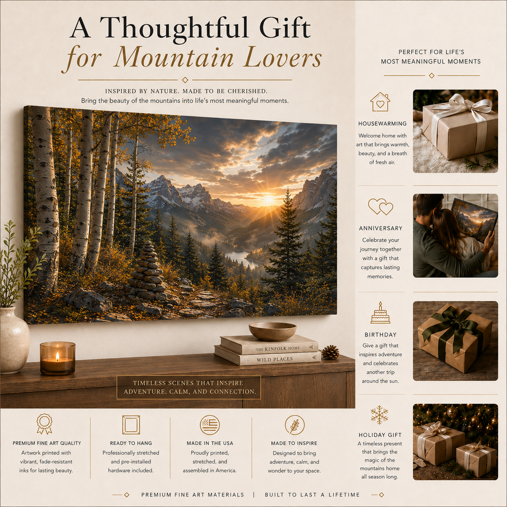 Fall Aspen Sunrise Trail Canvas Print, Colorado Mountain Wall Art