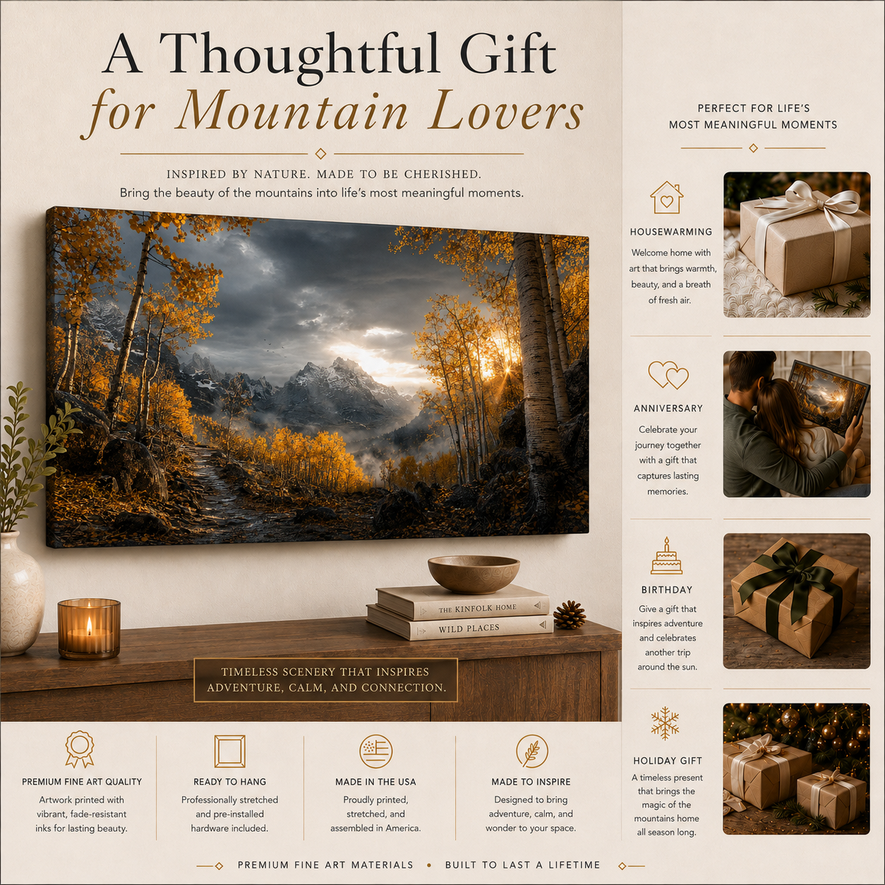 Fall Aspen Storm Trail Canvas Print, Colorado Mountain Wall Art