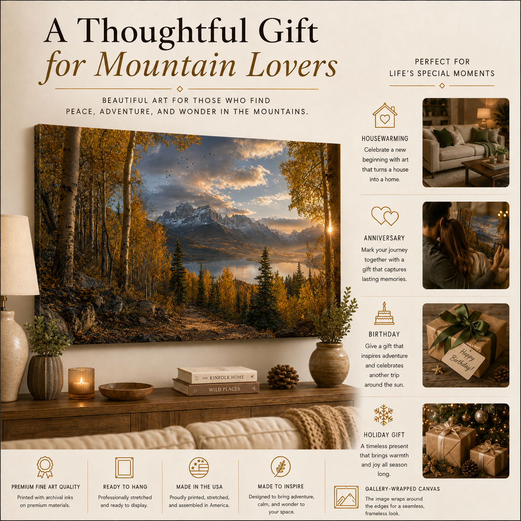 Fall Aspen Trail Canvas Print, Colorado Mountain Lake Autumn Wall Art
