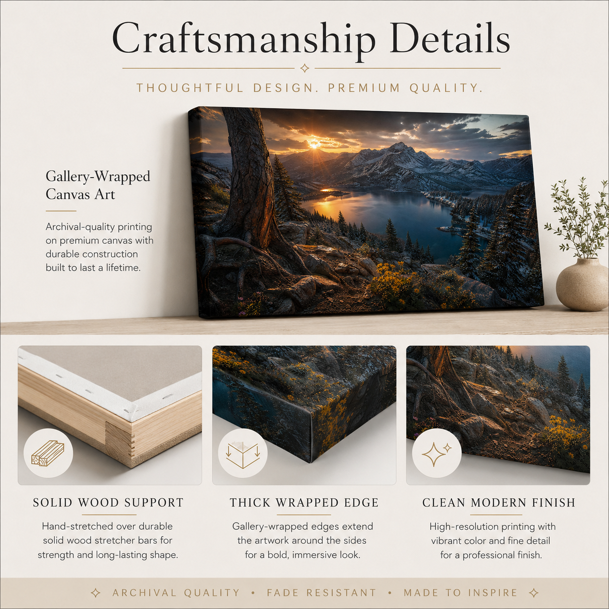 Dark Mountain Canvas Print, Colorado Alpine Landscape Wall Art