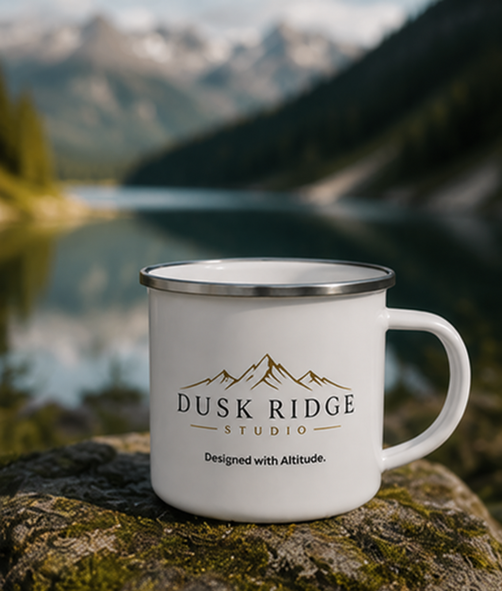 Dusk Ridge Studio Enamel Camp Mug, 12 oz