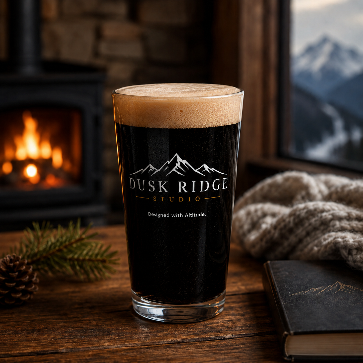 Dusk Ridge Studio Shaker Pint Glass, 16 oz